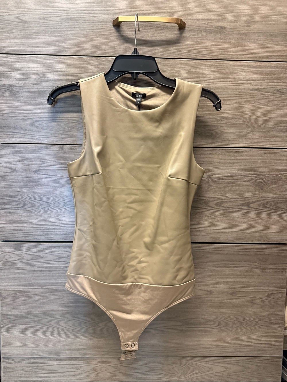 Express Sleeveless Tan Bodysuit Top